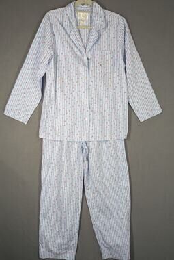 Vintage Erika Taylor Studio Pajama Set Medium Blue Floral NWT NOS